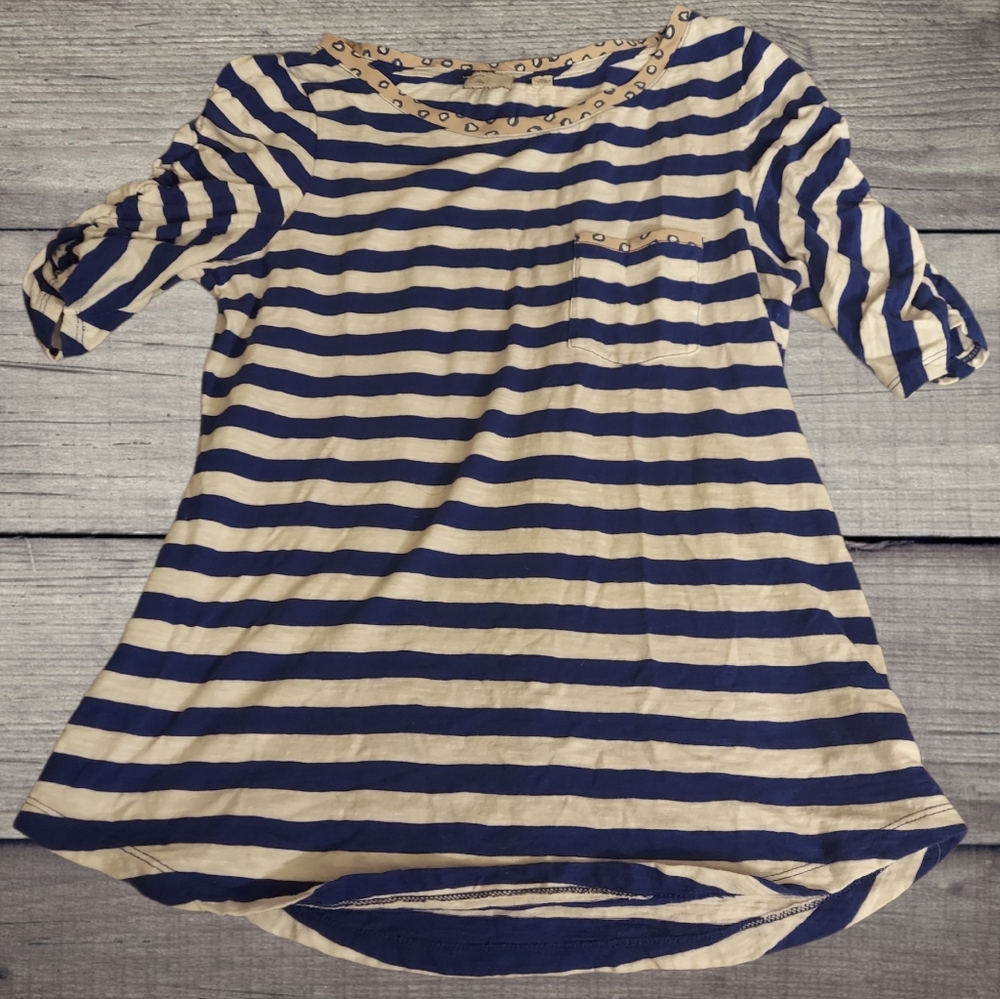 *5/$25 Anthropologie Postmark Blue White Stripe Top